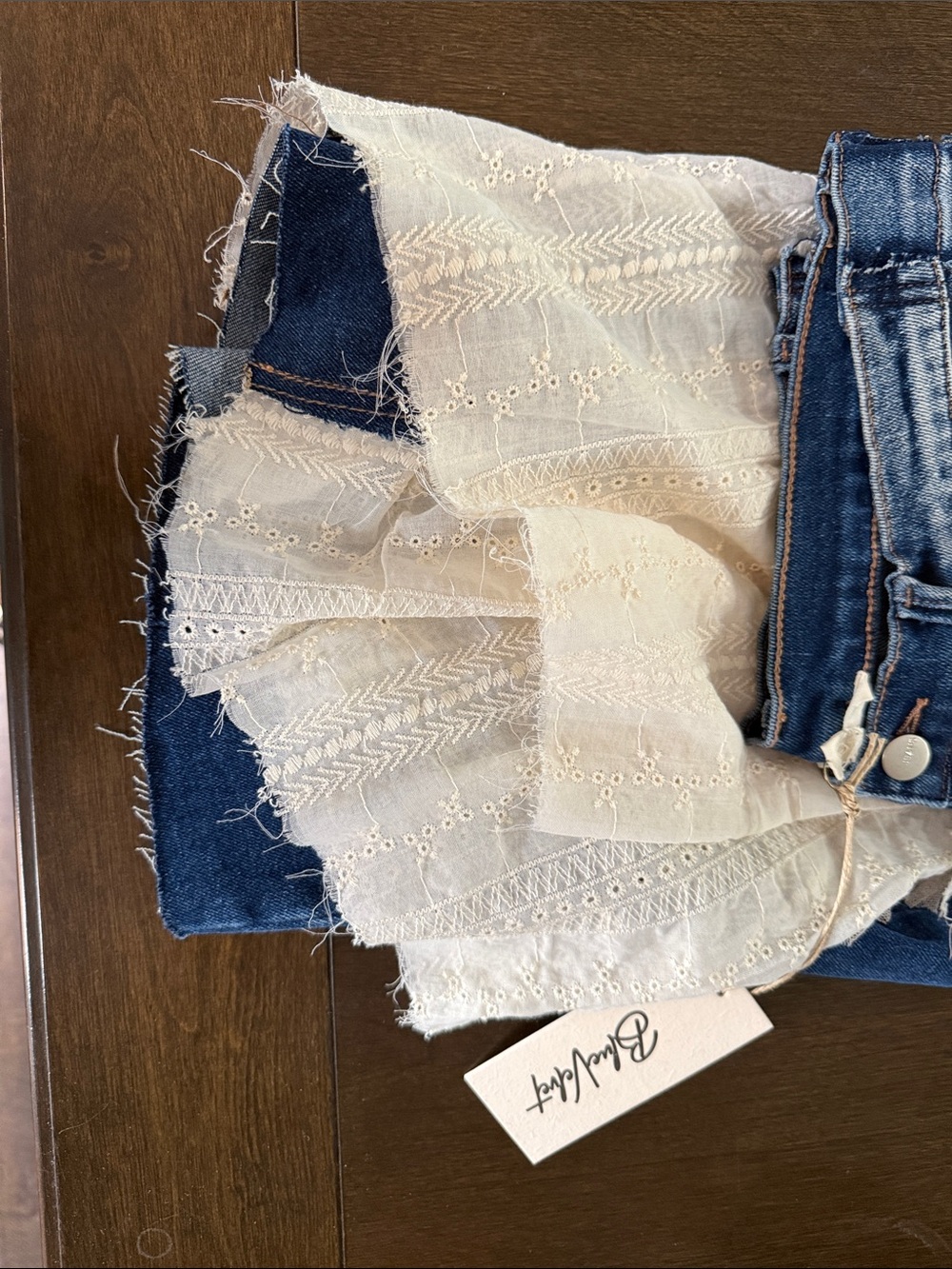 BlueVelvet Lace fringed Wide Leg Jeans - Picture 5 of 5